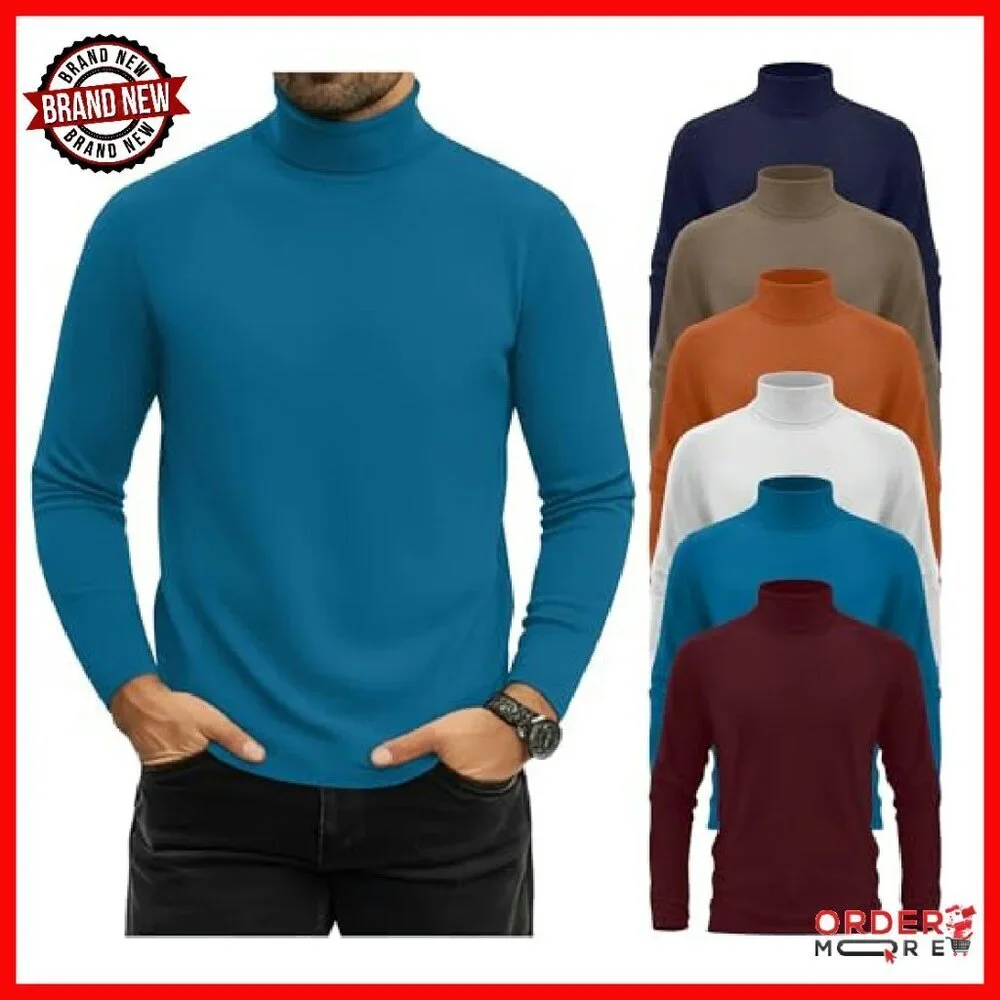 Men's Big Tall Turtleneck Shirts 6 Pack Long Sleeve Thermal Tops